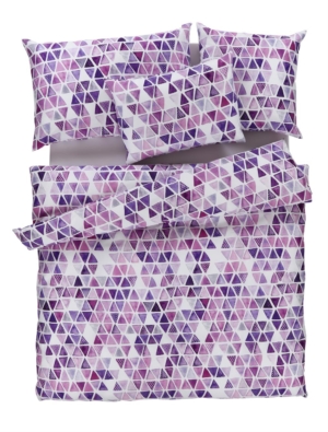 Baumwoll-Bettwäsche mit violetten dreieckigen Mustern