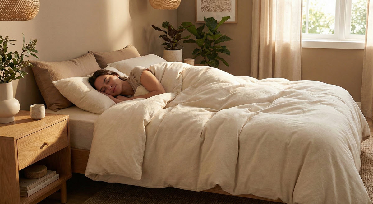 Ruhiger Schlaf in einem gemütlichen Bett